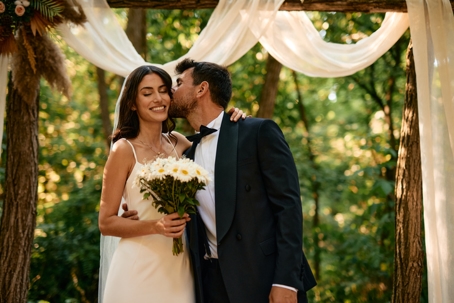 bride and groom on their wedding day