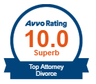 Avvo Rating 10/10 Award Badge: Top Divorce Attorney